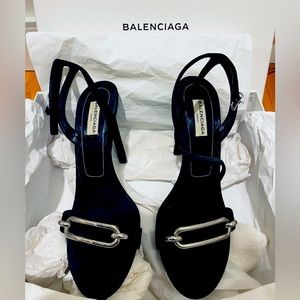 Balenciaga sandal Pelle S Cuoio suede velour - black
